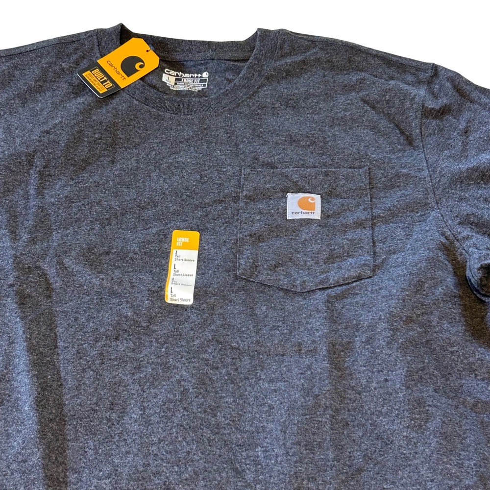 Carhartt Mens L Tall Loose Fit Heavyweight Short Sleeve Pocket T Shirt Dark Gray - Picture 2 of 10